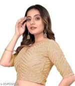 Georgette Designer Women Blouse with Gota Patti Lace|Back Design|Padded - Image 2