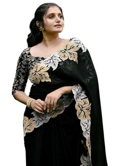 Women's Chifon Floral Printed Saree With Unstiched Blouse Piece For Festival And Function.